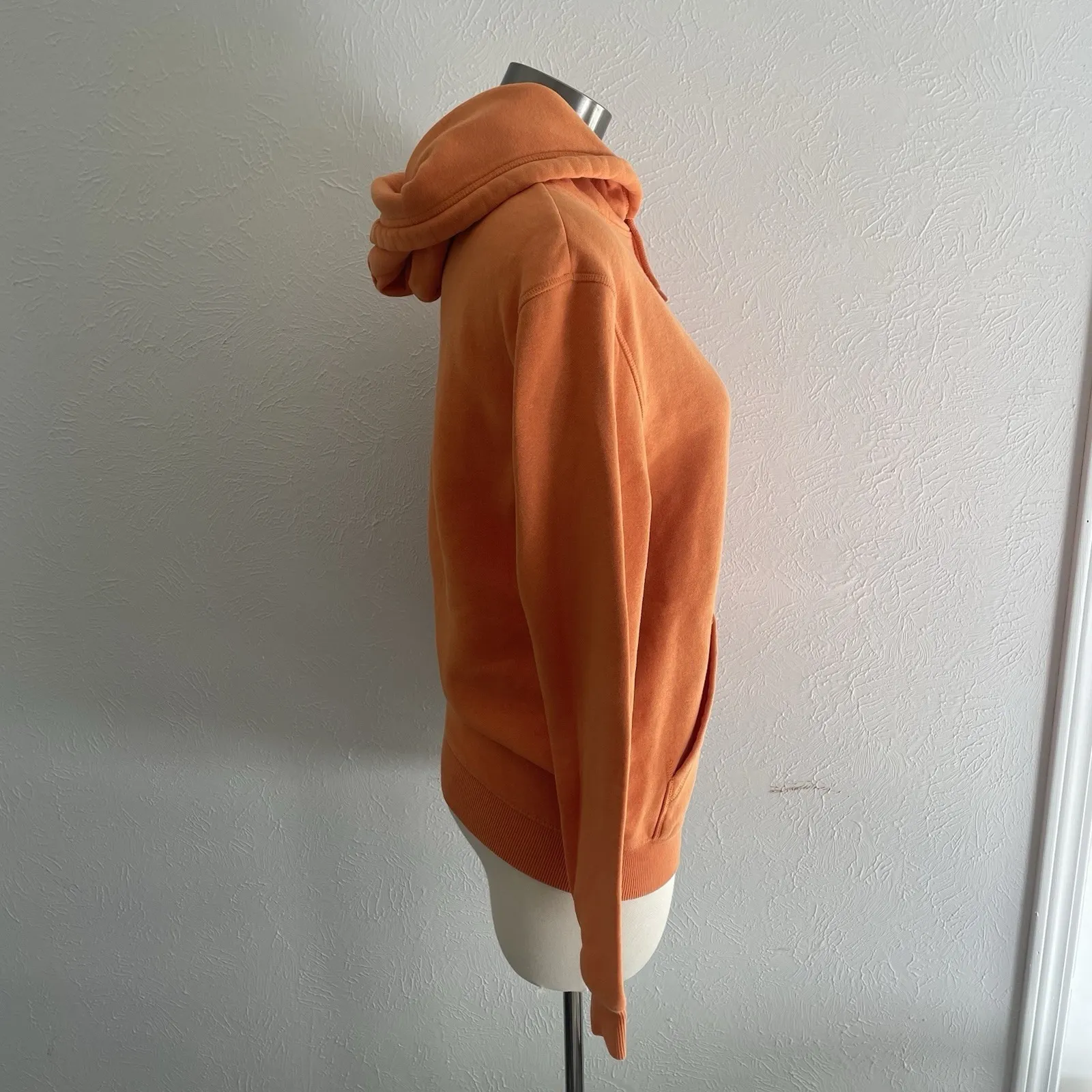 H&M‎ Orange Hoodie Women's XS Relaxed Fit Pullover Sweatshirt Kangaroo Pocket - Image 3