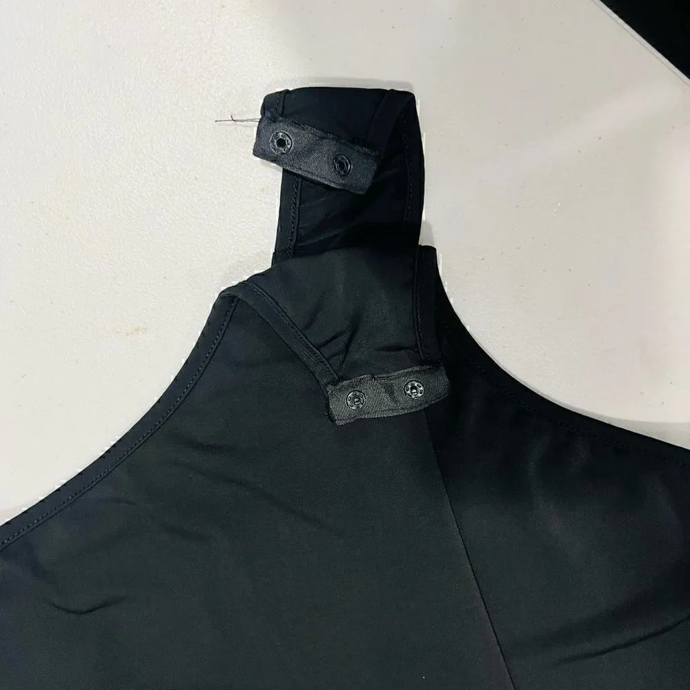 Black chain strap cami bodysuit top blouse L Size L - Image 4