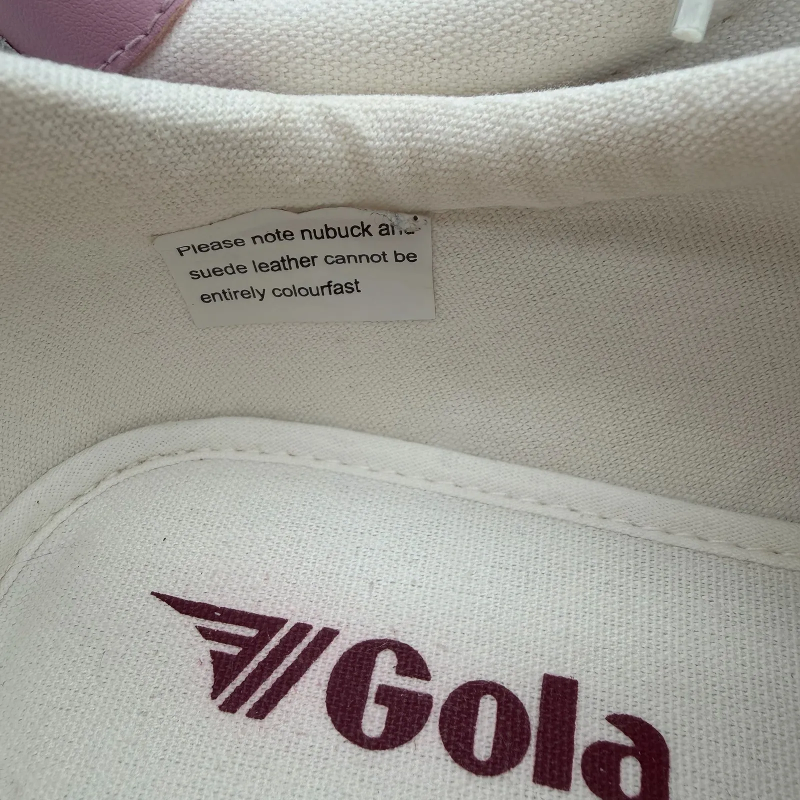 Gola Badminton Court Canvas Suede Off White Cerise Candy Retro Sneakers 8.5 Pink - Image 3