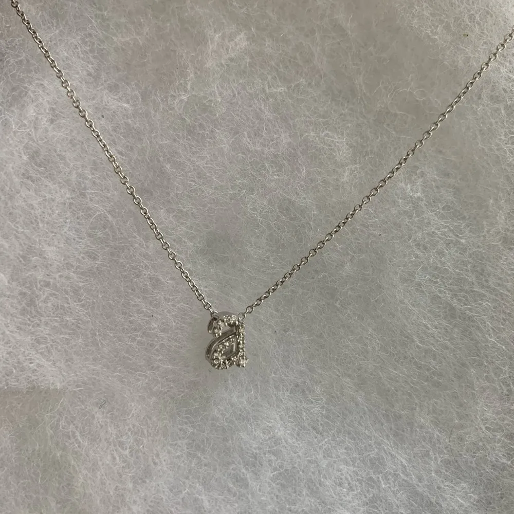 10k White Gold "A" Initial Diamond Necklace - Image 2