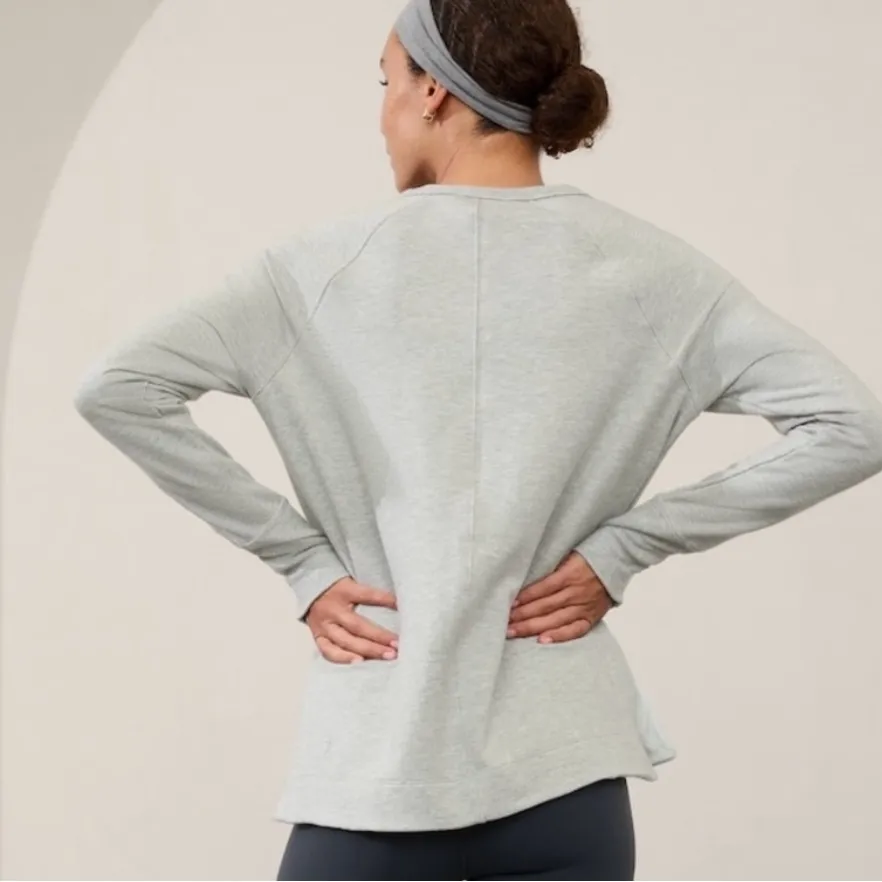 Athleta Coaster Luxe Recover Crew Pullover Sweatshirt Side Slit Heather Grey XXS - Image 3