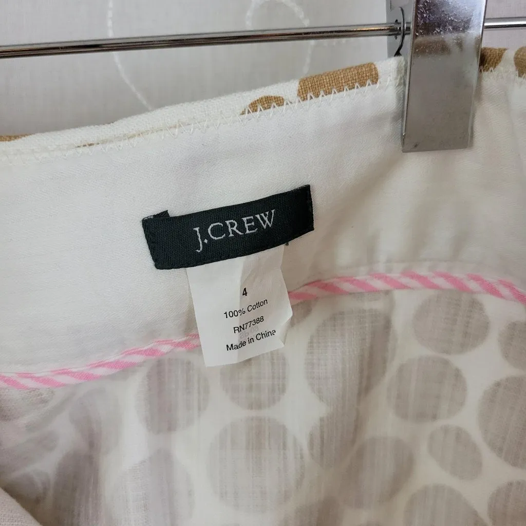 J. Crew Khaki &‎ White Polka Dot MIni Skirt Siz - Image 3