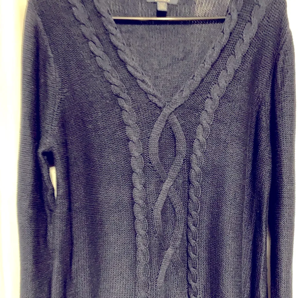 CHAPS  Womens Cable-Knit V-neck Long Sleeve - Image 2