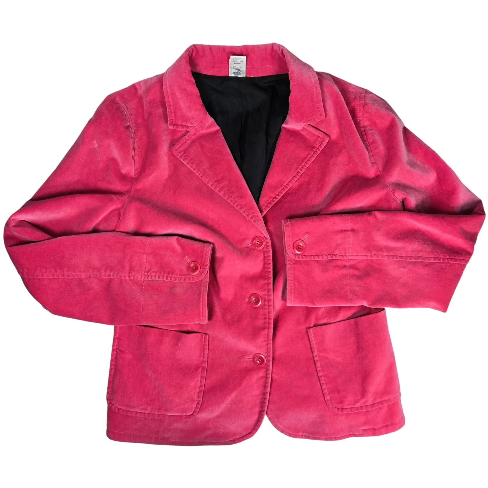 Garnet Hill Women's Pink Velvet Blazer Jacket‎ Size 06 Cotton Spandex Blend - Image 3