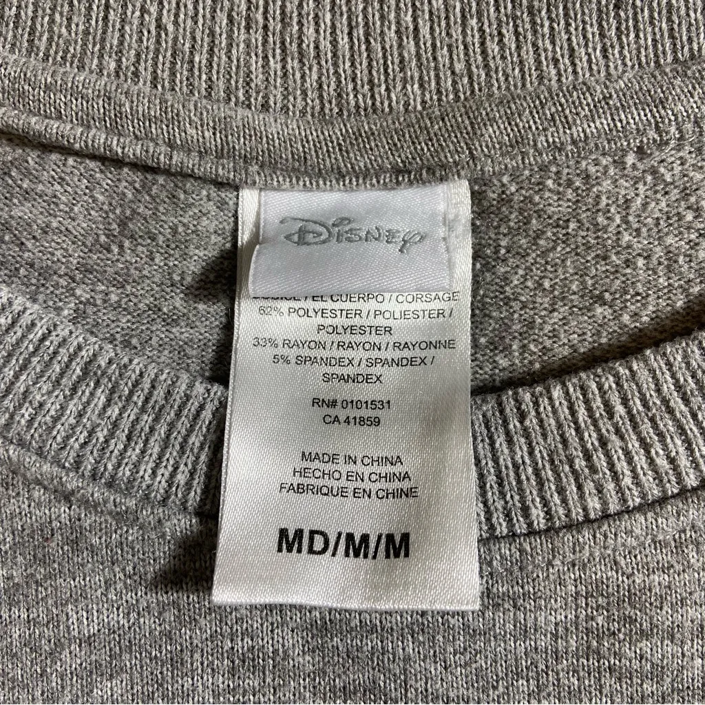 Disney Heather Gray Mickey Sweatshirt M Medium - Image 7