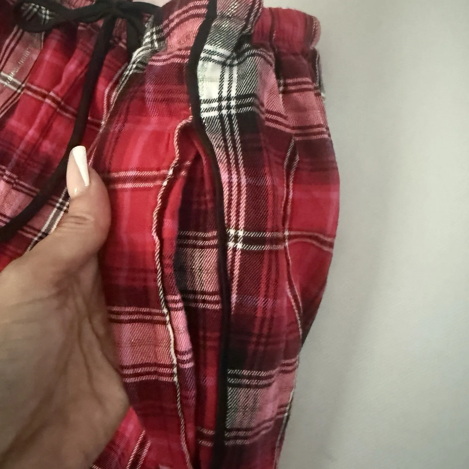 Victoria's Secret Plaid Pajama Red Lace Trim Piping Pockets Lounge Holiday Cabin - Image 6