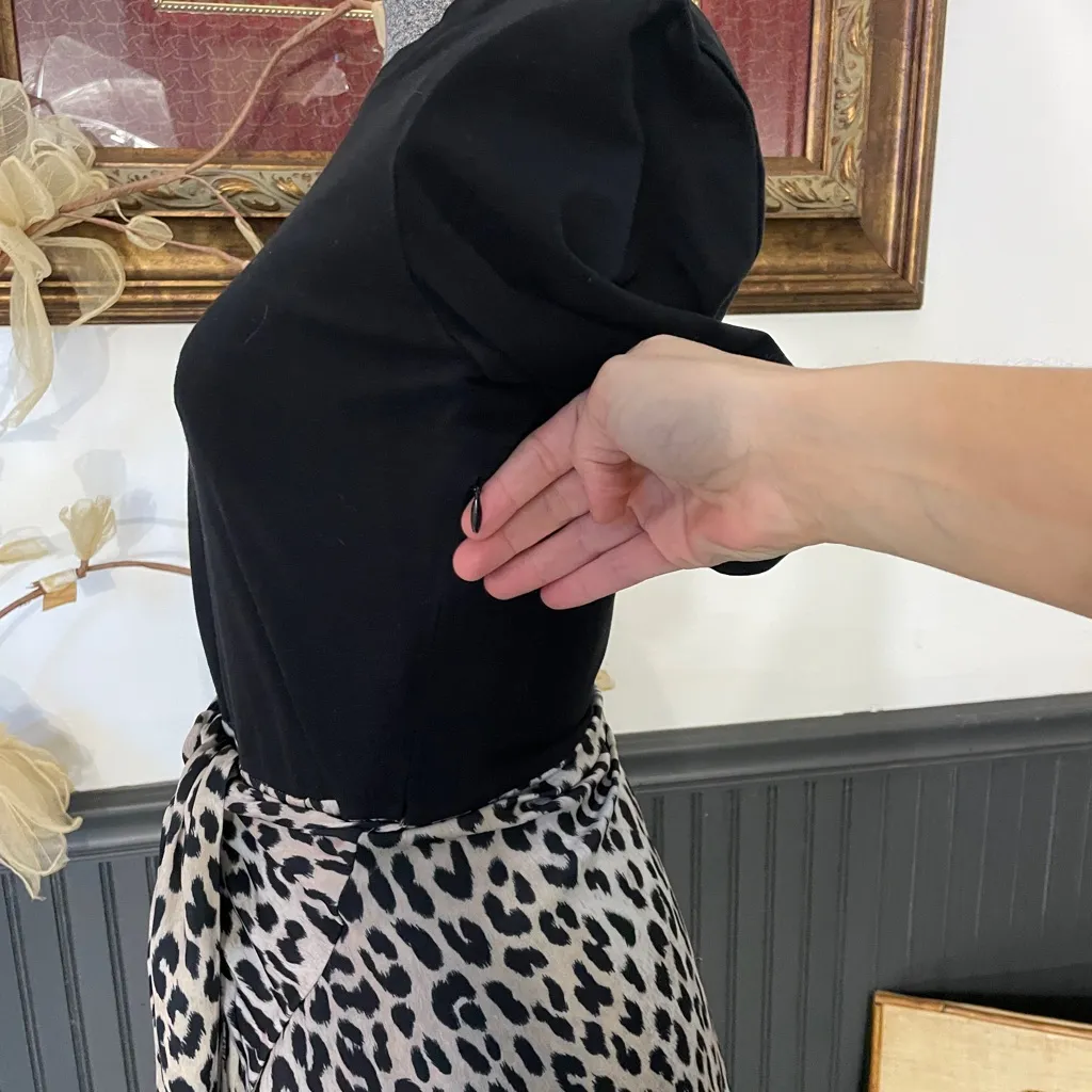 Maje Raprile Leopard Print Layered Look Tie Front Midi Dress - Sz 40/US L 🧡🎀 - Image 6