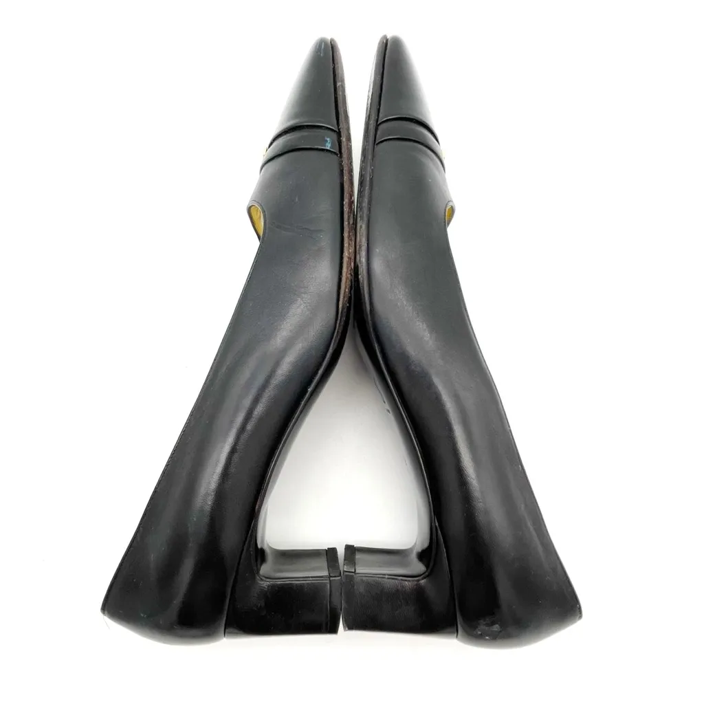 St. John Black Leather Cap Toe Heels Made in Italy Pumps Size 7 Vintage 80s 90s - Image 9