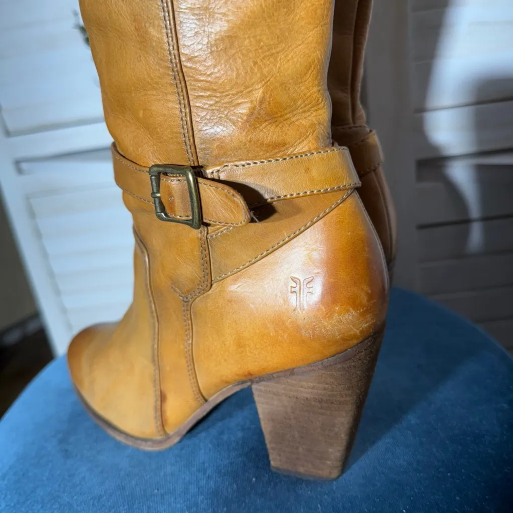 Frye vintage Y2K genuine leather caramel brown knee high boots sz 8 (M) - Image 5