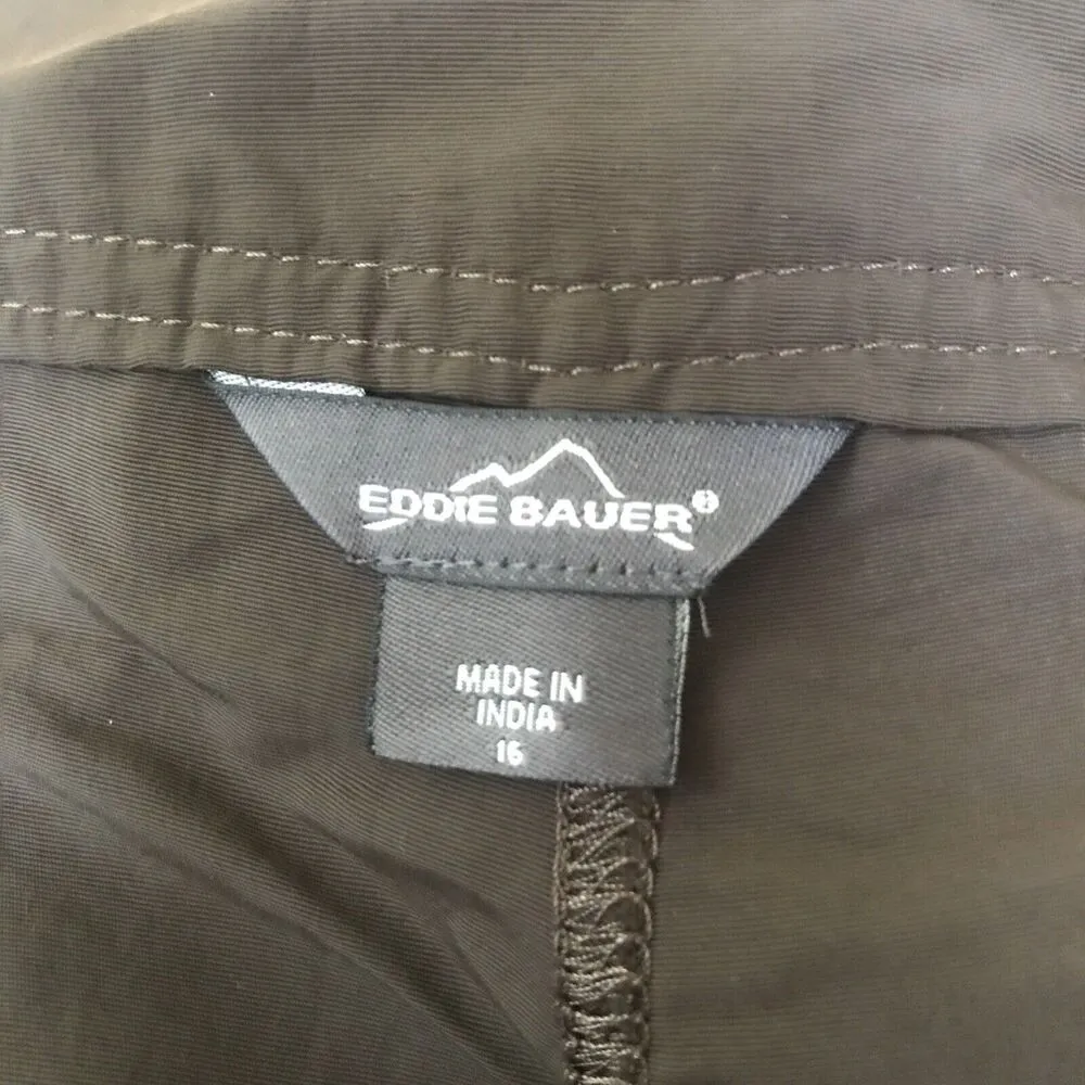 Eddie Bauer Shorts, Pockets Women's Size 16, Brown, Hiking, Drawstring Nylon - Image 4