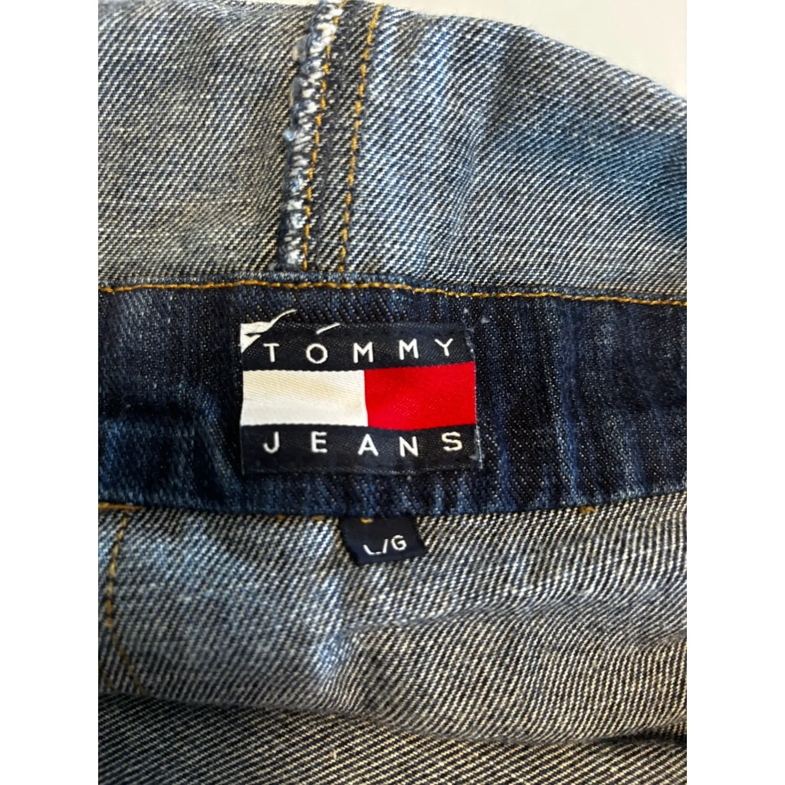 Vintage Tommy Jeans Tommy Girl Carpenter Denim Bib Overalls L 31" Inseam Y2K - Image 12