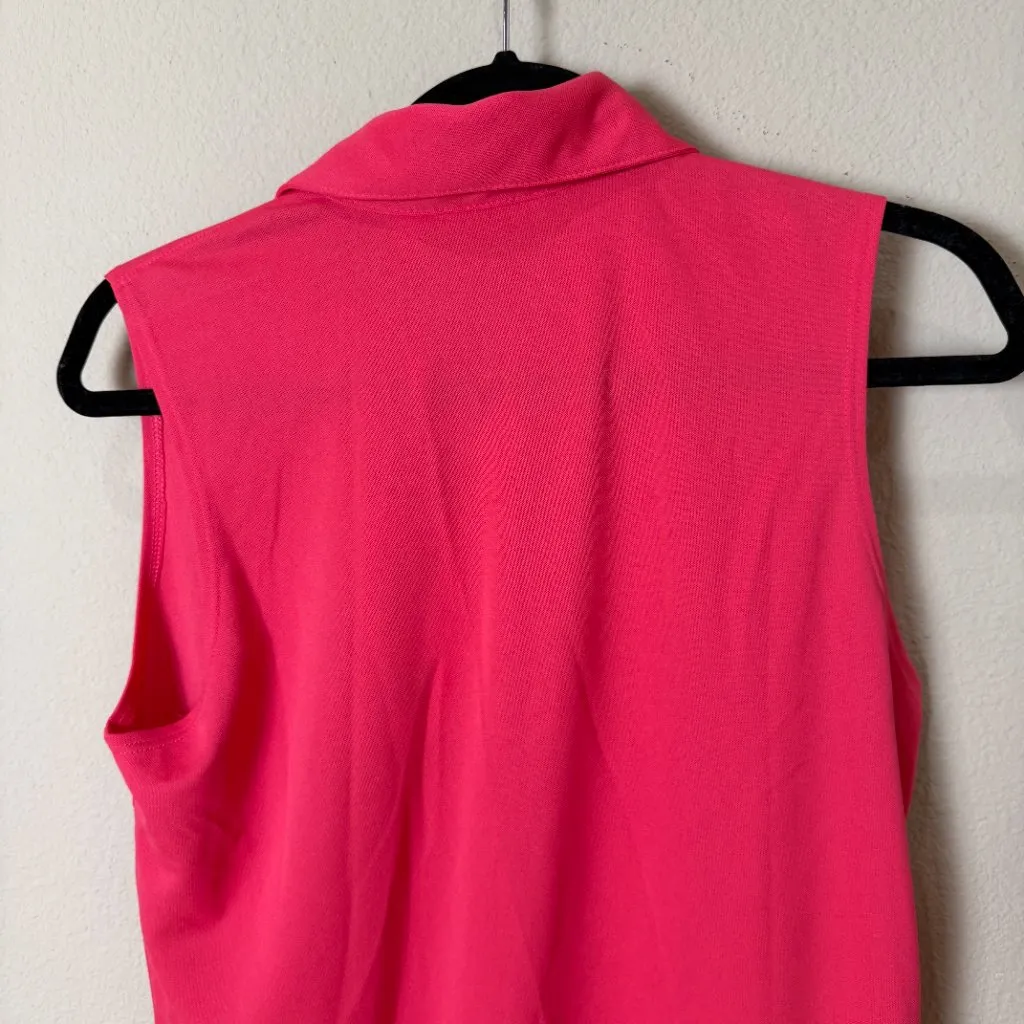 LADY HAGEN New NWT Pique Sleeveless Polo Shirt Size Medium Watermelon Shine - Image 9