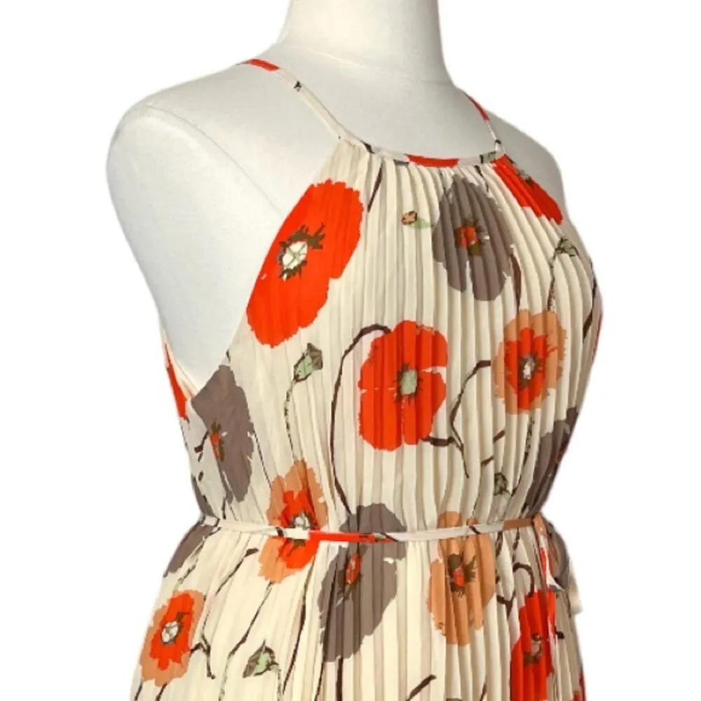 Ellames NEW Dress Pleated Shift Halter Neck Cream Orange Floral Women’s 2XL Plus Size 2X - Image 8