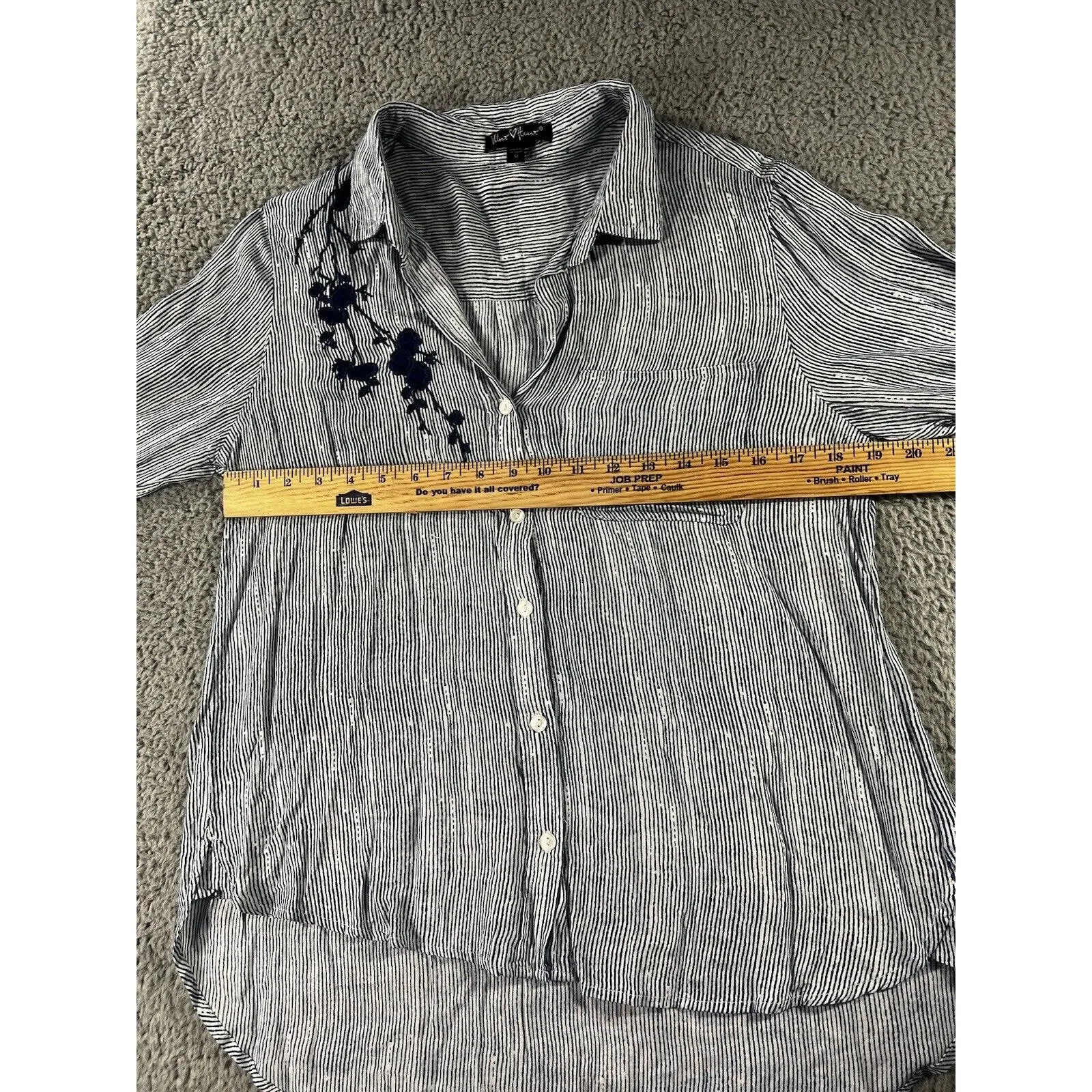 Velvet‎ Heart Shirt Women Medium Long Sleeve Roll Tab Embroidered Nautical Boho - Image 6