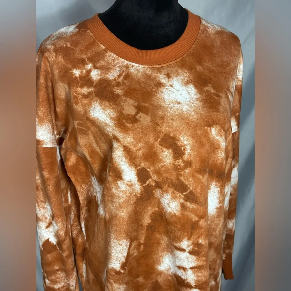 LulaRoe Hannah Sweatshirt Tie Dye Rust Pumpkin Orange Tunic Medium NWT - Image 5
