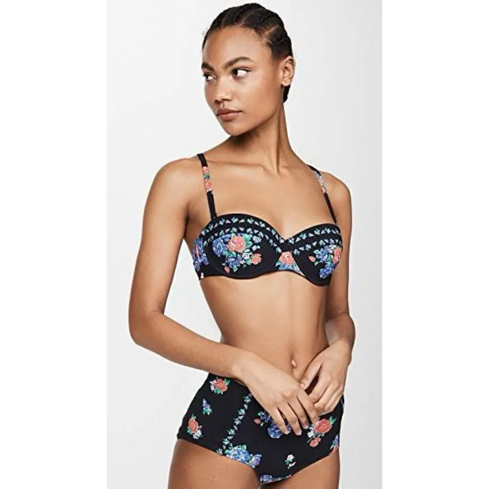 New. Tory Burch black tea rose bikini set. L-bottom/M-top Normally $298 - Image 4