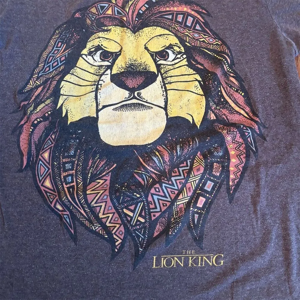 Disney The Lion King Mufasa Tribal Graphic T-Shirt Brown Unisex S - Image 2