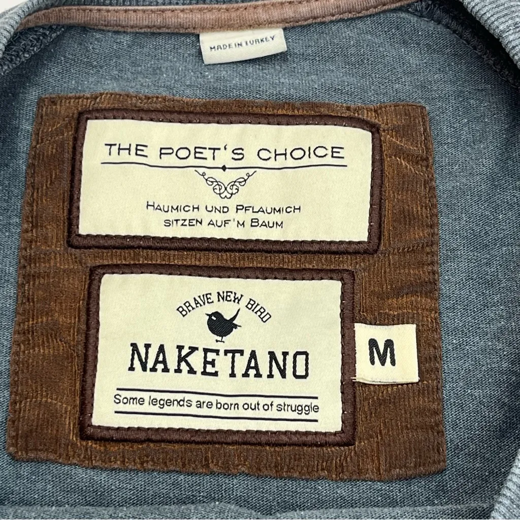 Naketano The Poet’s‎ Choice Womens Crewneck Sweatshirt Medium Blue Anchor *FLAW - Image 2