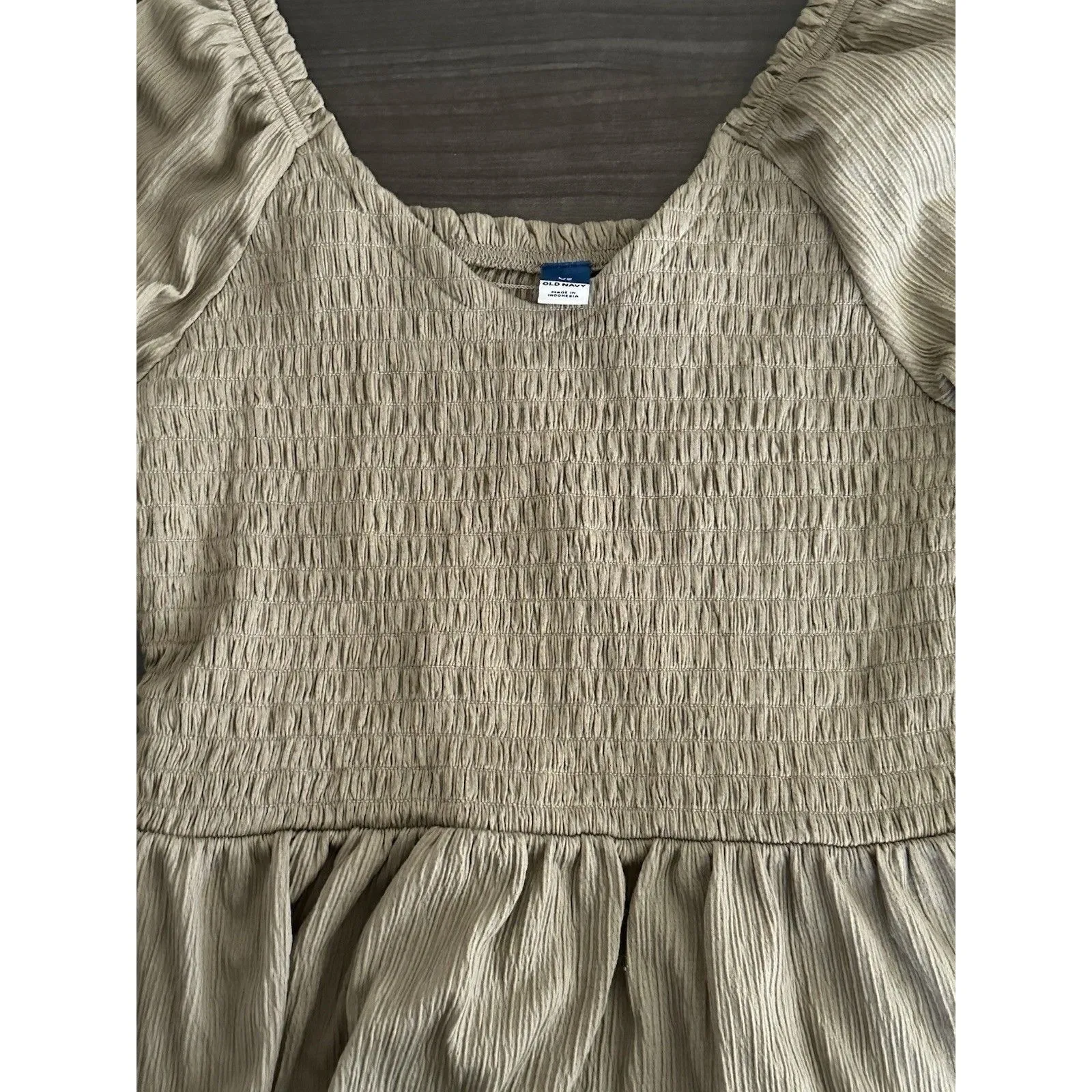 Old Navy Top Womens XS Khaki Babydoll Boho Peasant Y2K‎ Fairy Coquette - Image 3