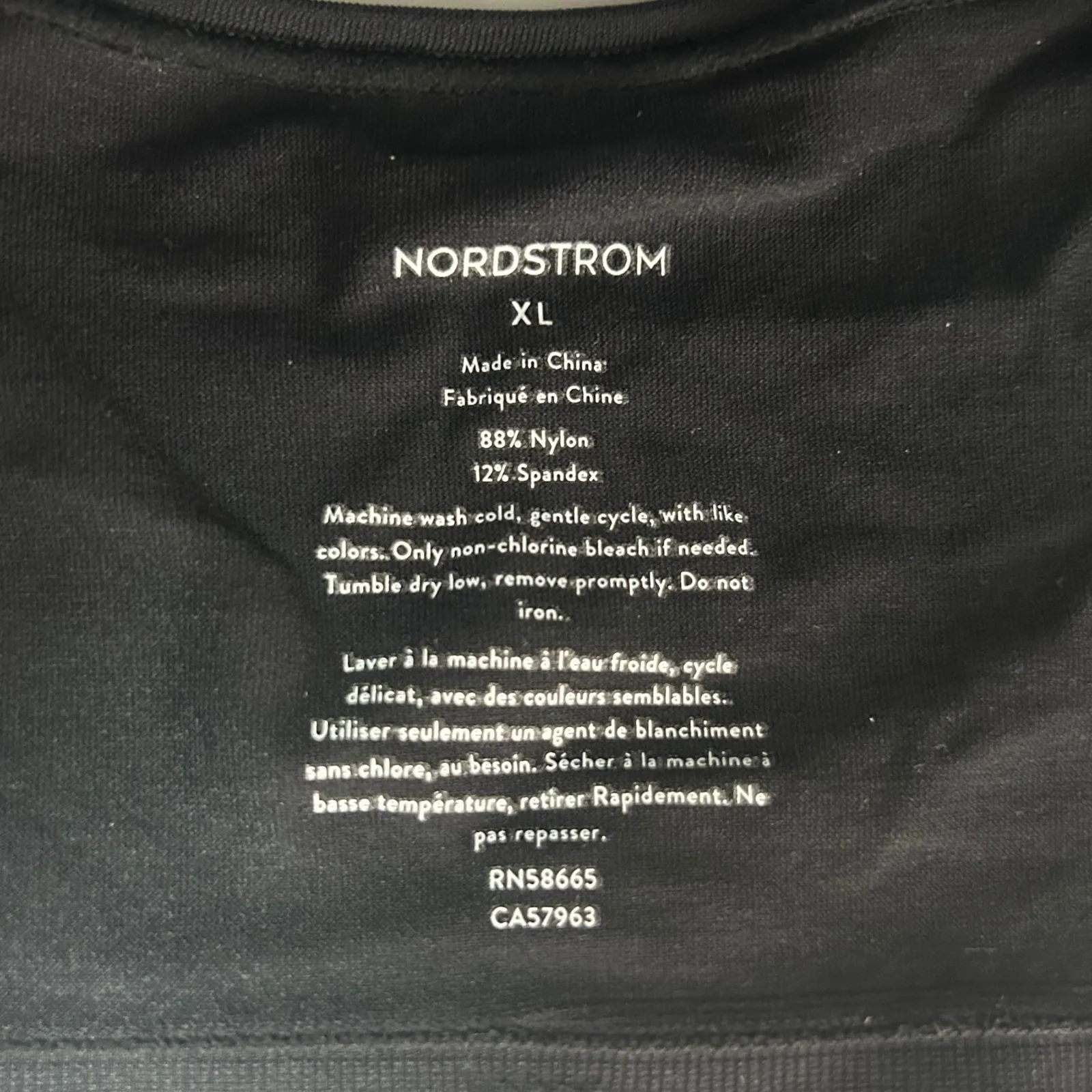 Nordstrom Black Scoop Neck Racerback Sports Bra XL Nylon Spandex Comfort - Image 3