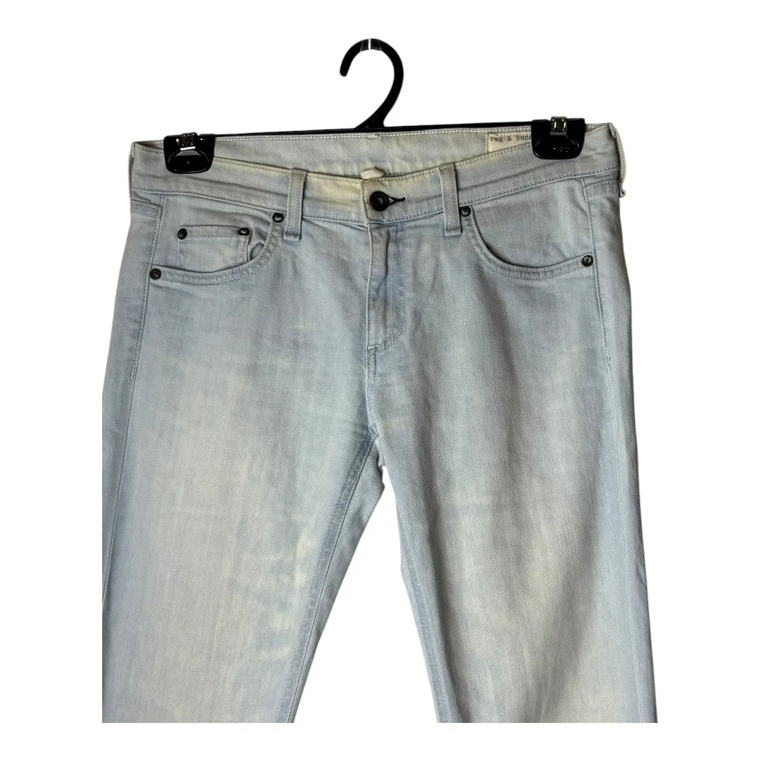Rag & Bone Jeans Women 27 Blue Ashling Light Wash Bleached Denim Slim Fit‎ - Image 3