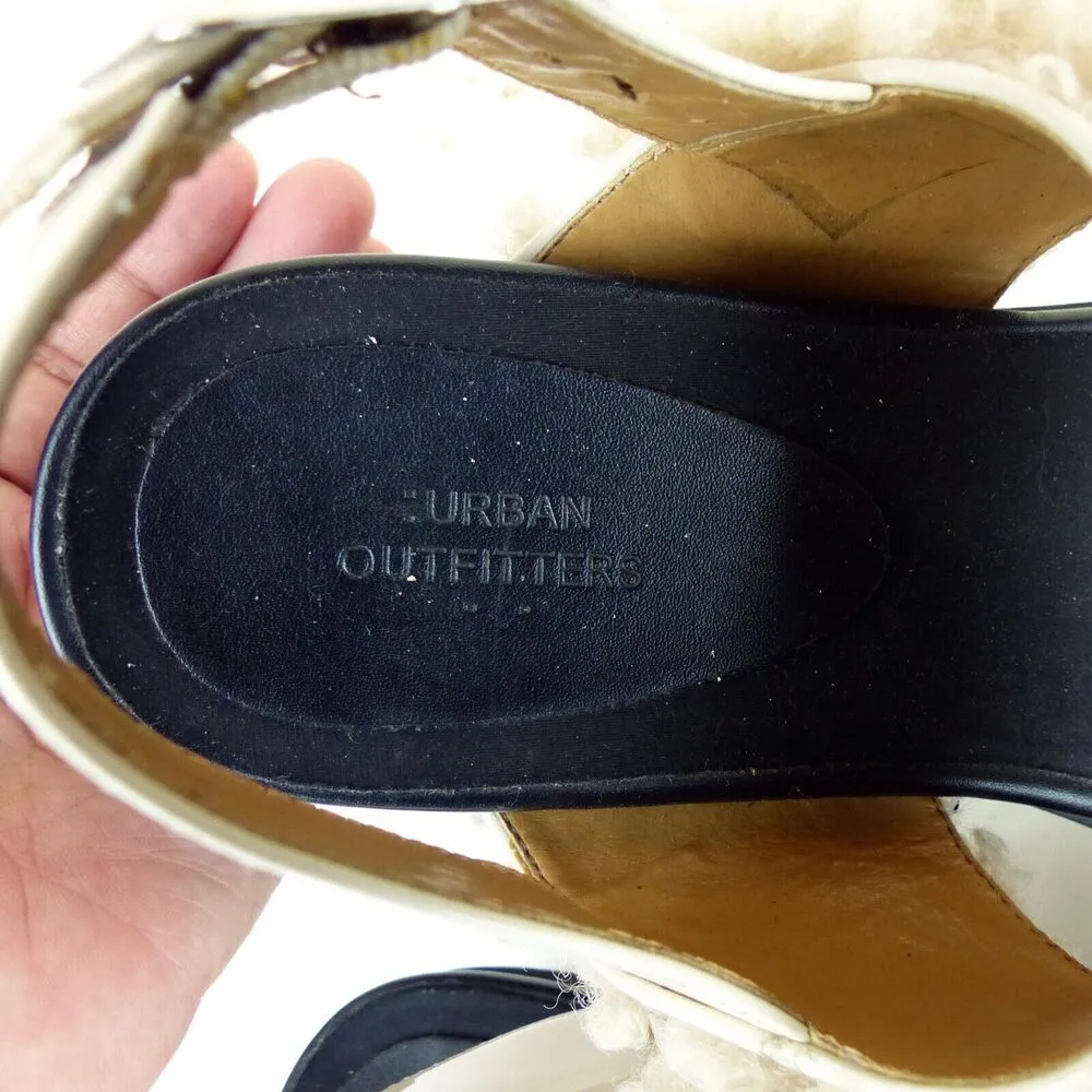 Urban Outfitters Sandal Womens 7 Beige Lexi Faux Sherpa Straps Platform Gorpcore - Image 12