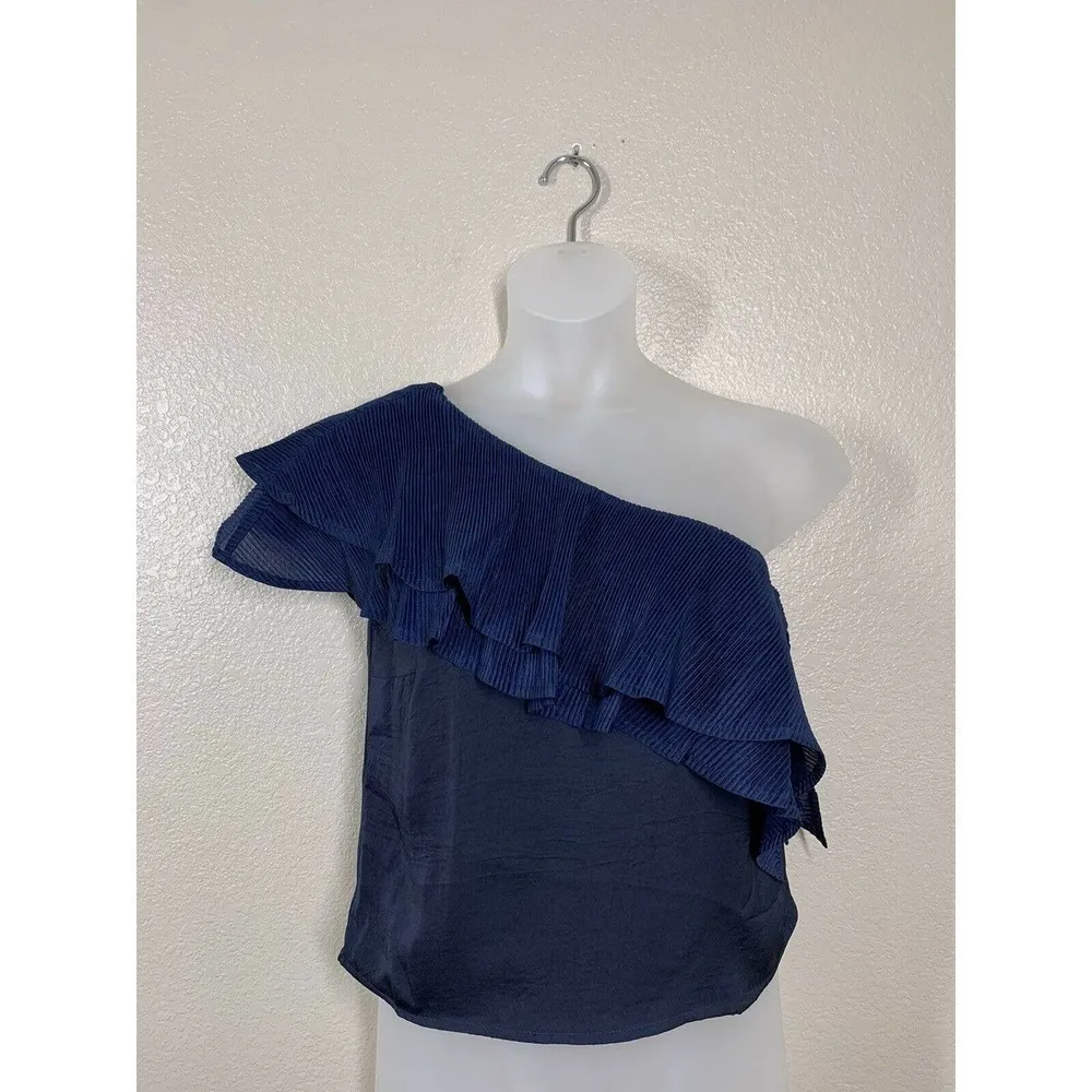 Capulet Vanessa Navy One Shoulder Ruffle Top - Image 3
