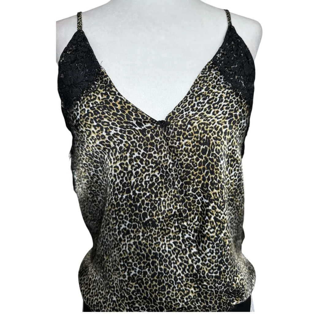 SOCIALITE Size XS Black Leopard Print Spaghetti Strap Bodysuit Stretch Mesh Back - Image 5