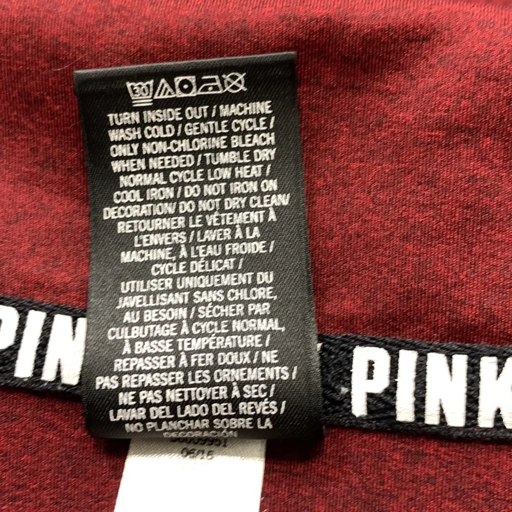 PINK Victoria’s Secret Three Quarter Zip Maroon Pullover Size Medium - Image 10