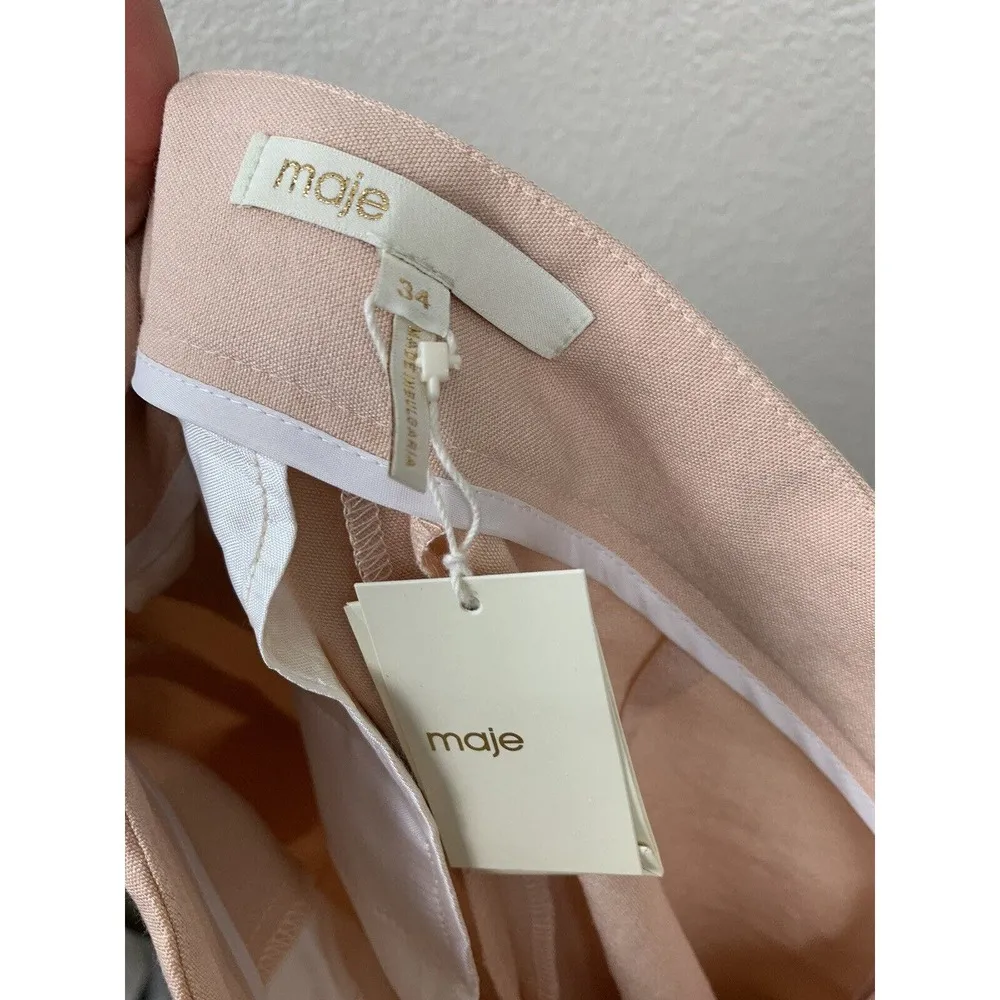 Maje Pasile Cropped Woven Trouser Pant Size 34 US XS Rose Pink New $295 - Image 4