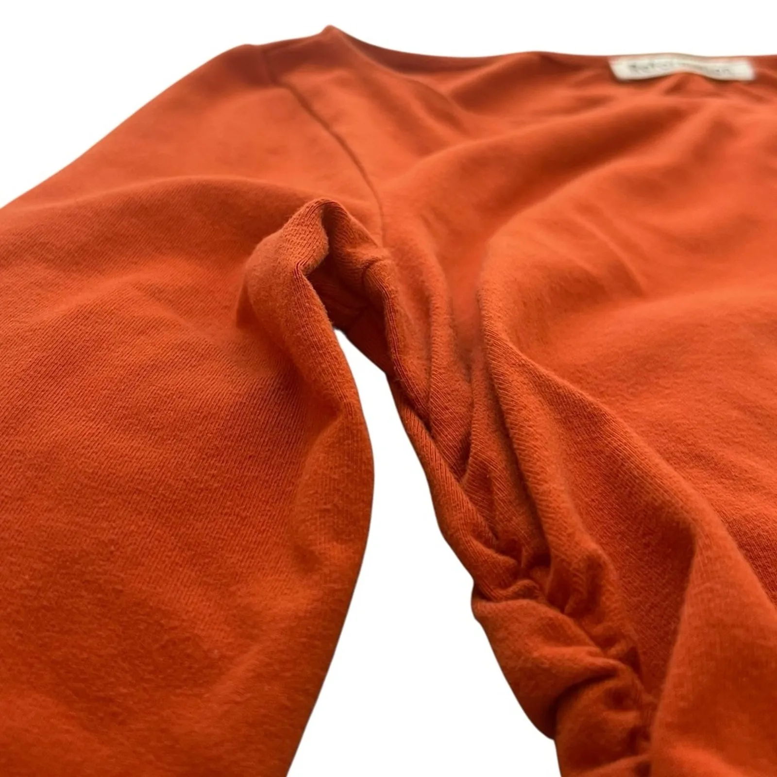 Reformation Women’s Lucio Blood Orange Long Sleeve Ruched Knit Mini Dress Size S - Image 11