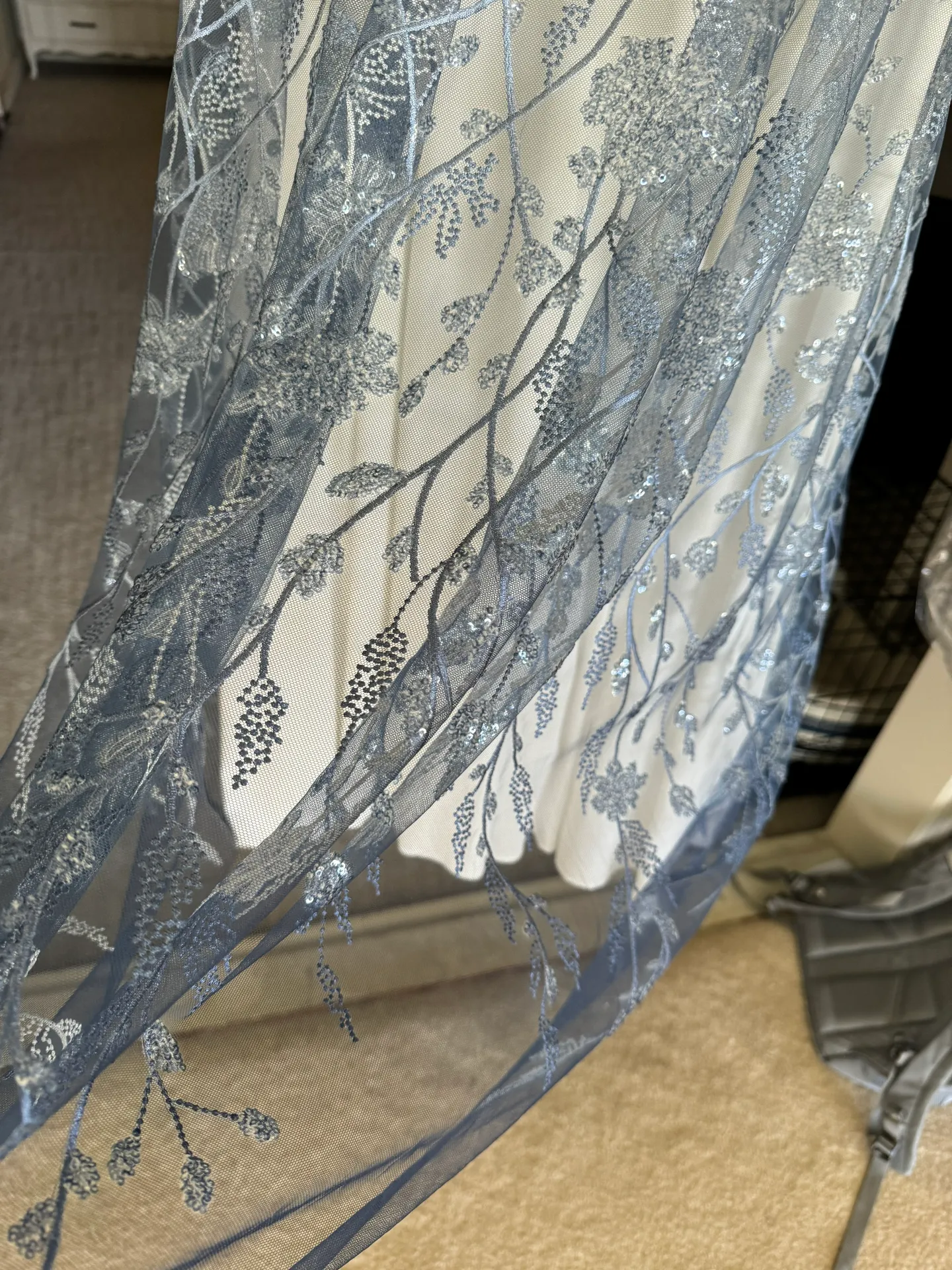 Dress - White with Blue Overlay - Image 4