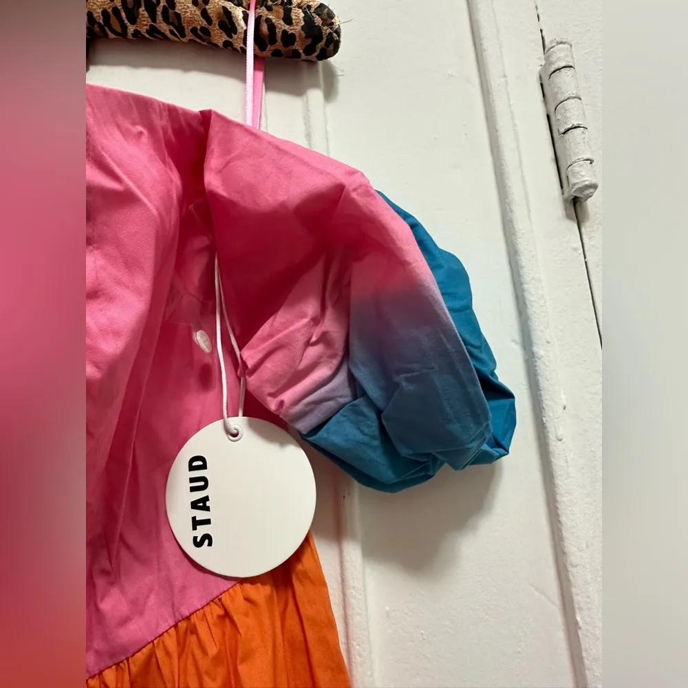 NWT STAUD Elio Multicolor Tiered Off-Shoulder Cotton Maxi Dress 10 - Image 7