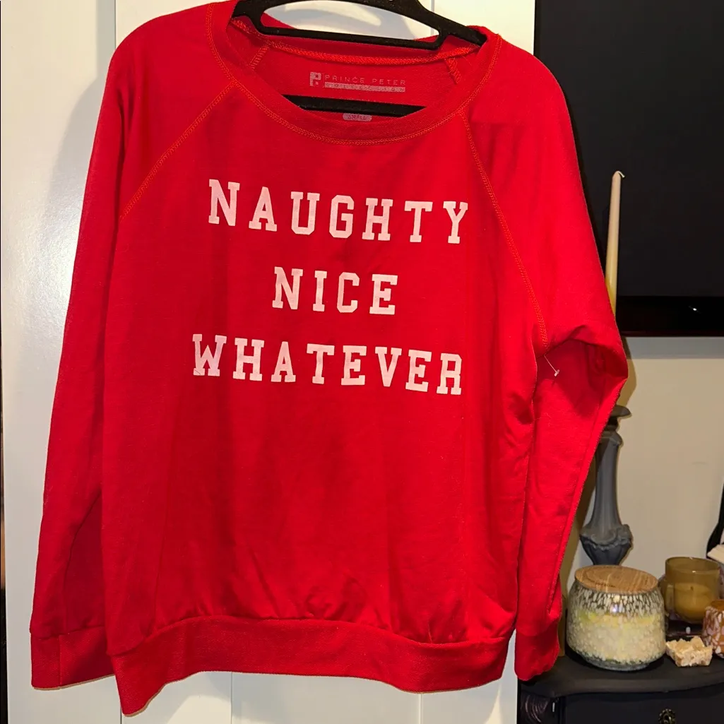 NWOT Prince Peter Collection Naughty Nice Whatever Christmas Crewneck In Red - Image 3