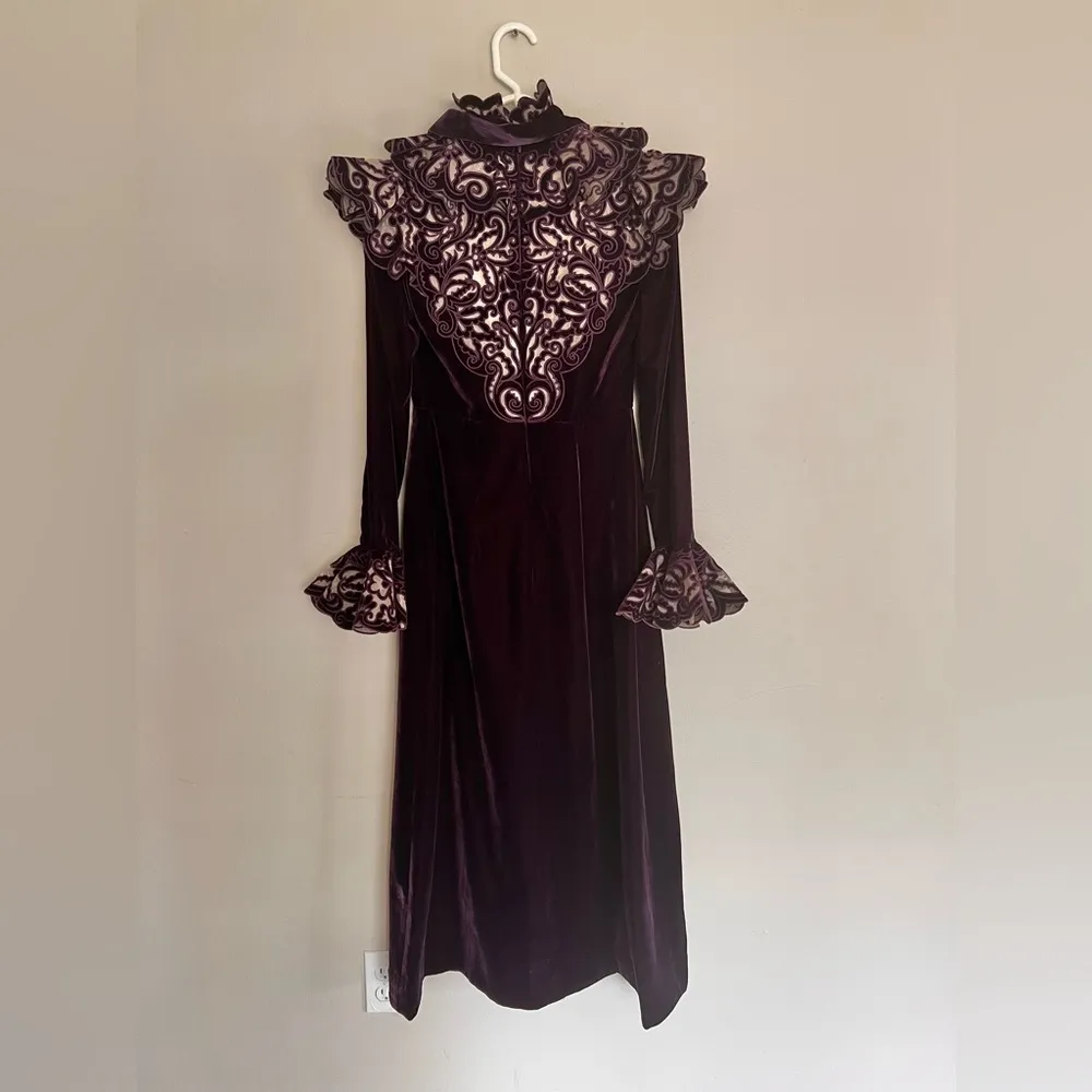 SUPER RARE Zimmermann Charm Nouveau Ruffled Organza Purple Velvet Dress Size 0 - Image 9