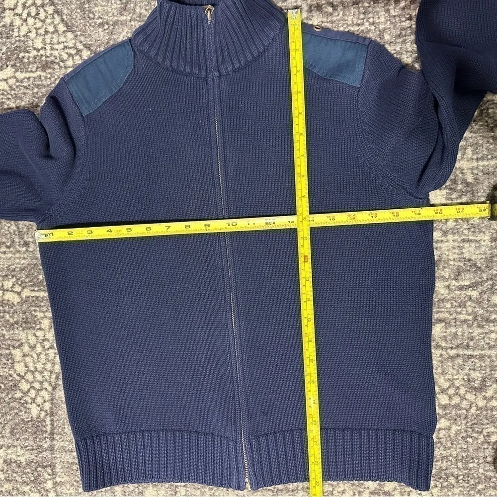 Lauren Ralph Lauren Vintage Size L Navy Blue Cotton Knit Sweater Zip Up Cardigan - Image 10