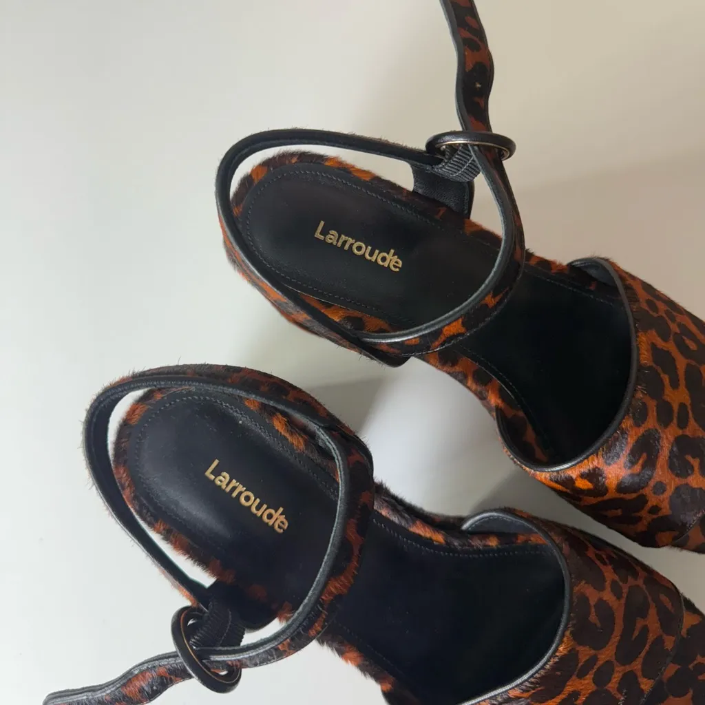 Larroude Miso Animal Print Platform Sandals 9.5 Brown - Image 6