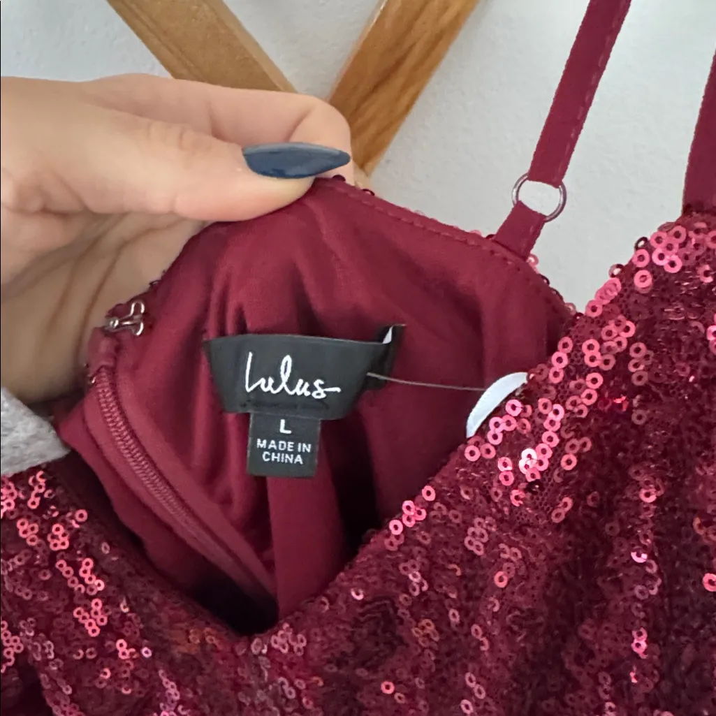 Lulu's Sparkling Burgundy Sequin Mini Dress - Image 2