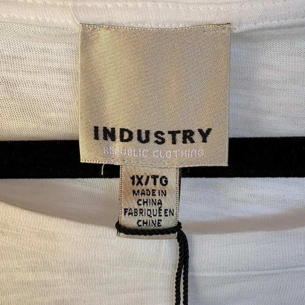 NWT Industry White Ruffle Flutter Sleeve Top Crewneck T - Image 9