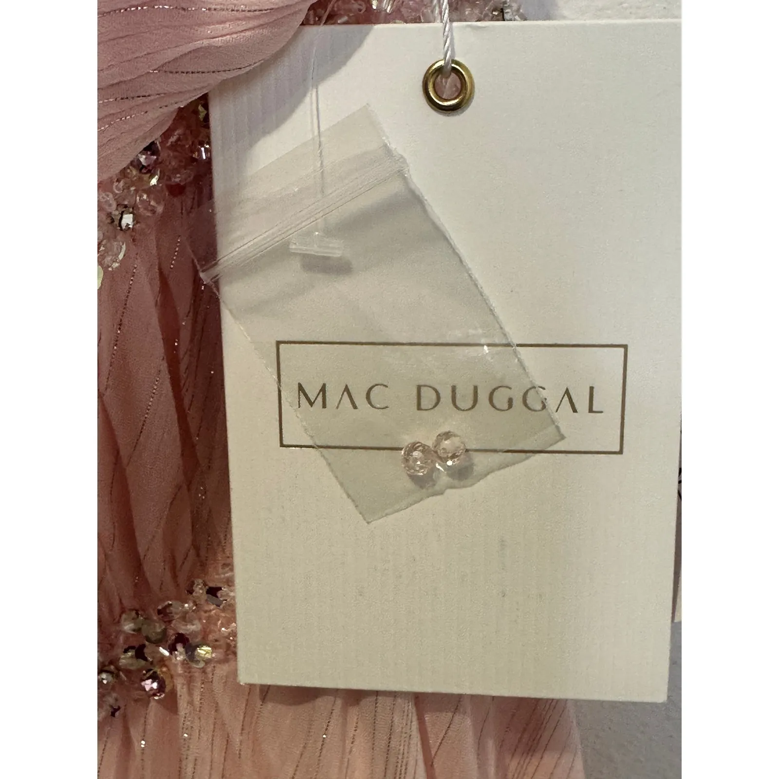 MAC DUGGAL Ice Pink Beaded High-Low Chiffon Strapless Sweetheart Dress size 10 - Image 9