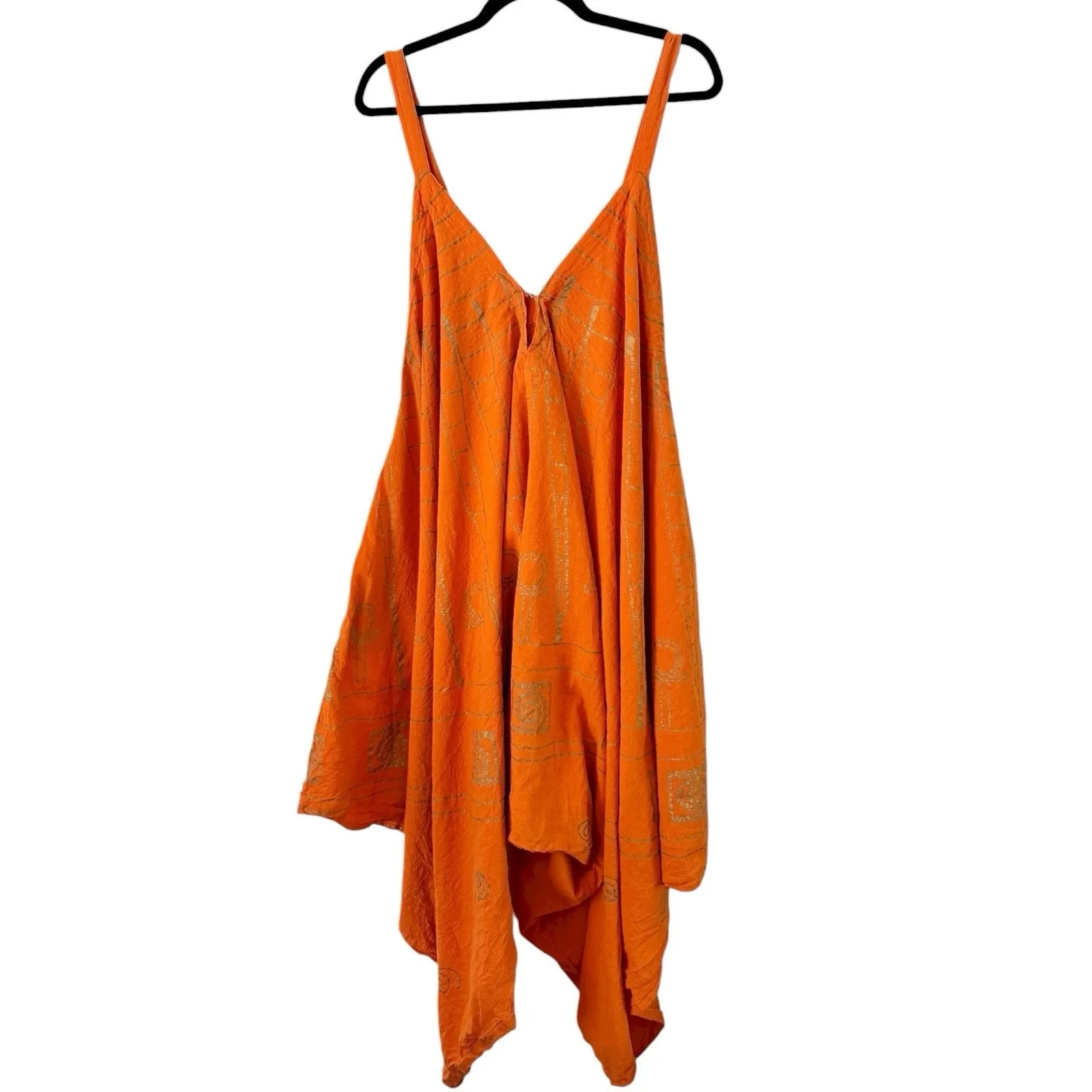 L’ Antonio Orange Aztec Art To Wear Baggy Oversized Harem Jumpsuit Size Medium - Image 2