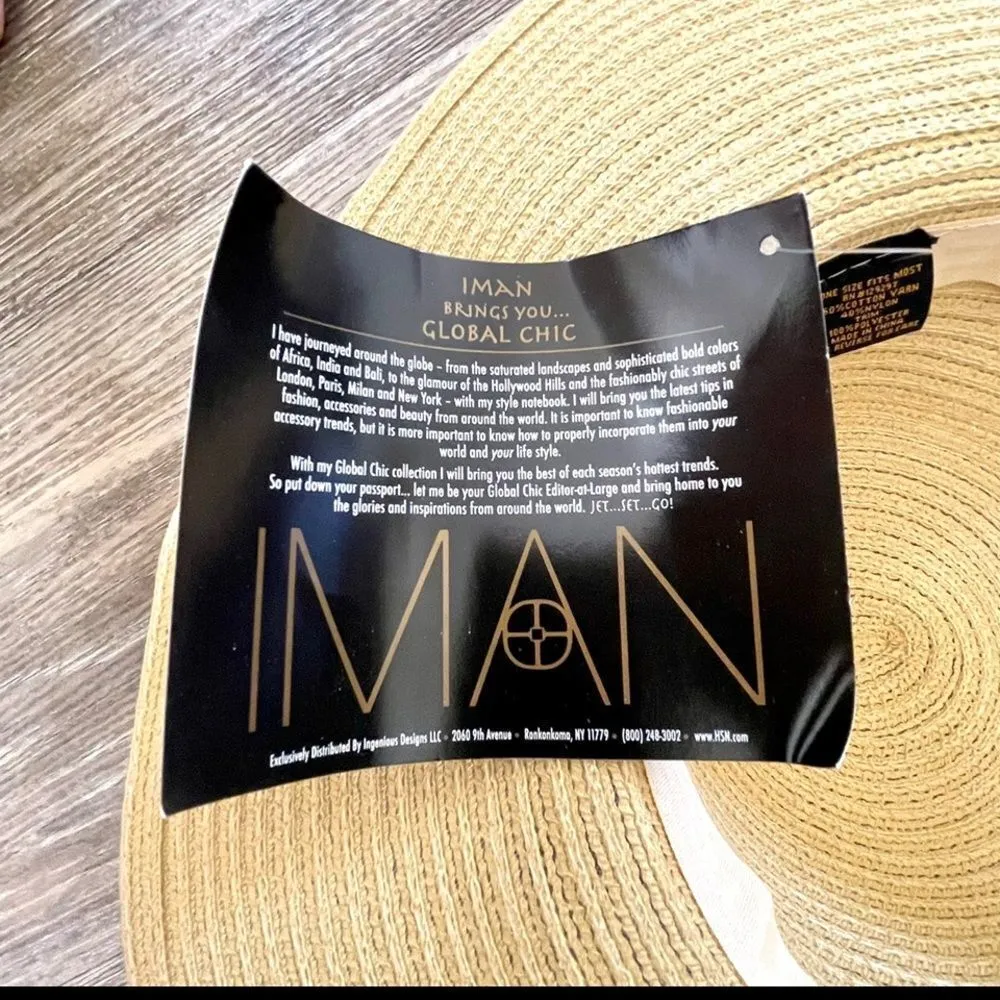 Iman large straw wide brim hat - Image 9