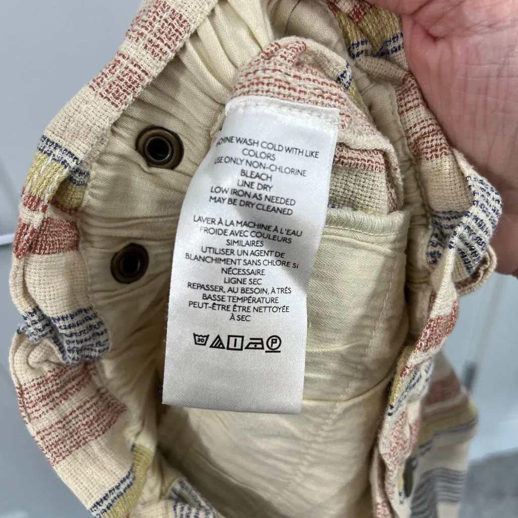 Free People Small Blue, Orange Stripe Topanga Cotton Yarn Dye Paperbag Shorts - Image 10