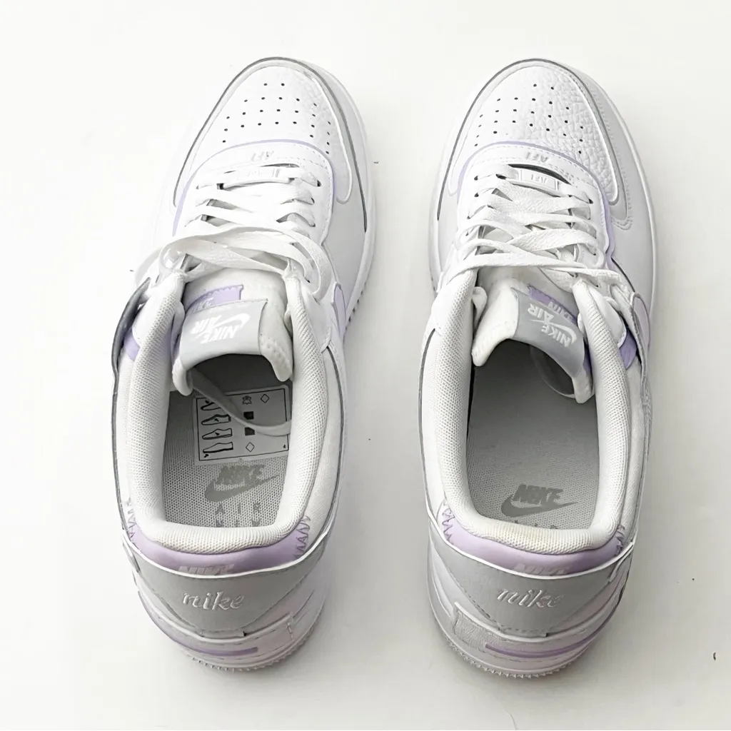 NIKE Air Force 1 Shadow Lilac Bloom FN6335-102 White Leather Low Top Shoes 11.5 - Image 6