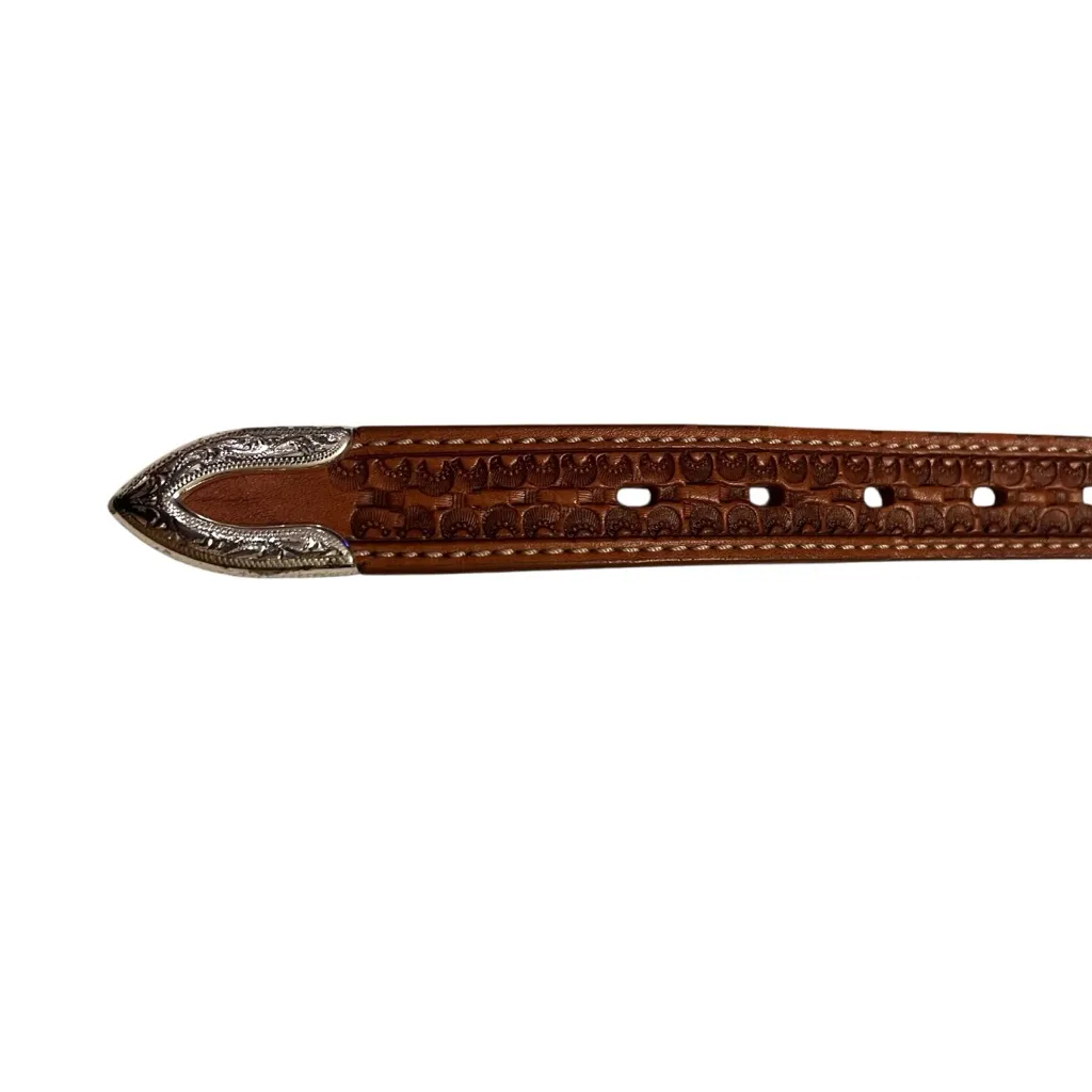 Concho Cowgirl Leather Belt with Silver Studded Hardware Brown - Image 9