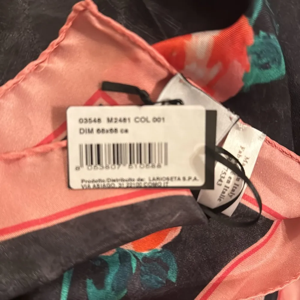 Moschino Milano Women’s Silk Scarf, Double Question Mark & Roses, Made In Italy - Image 6