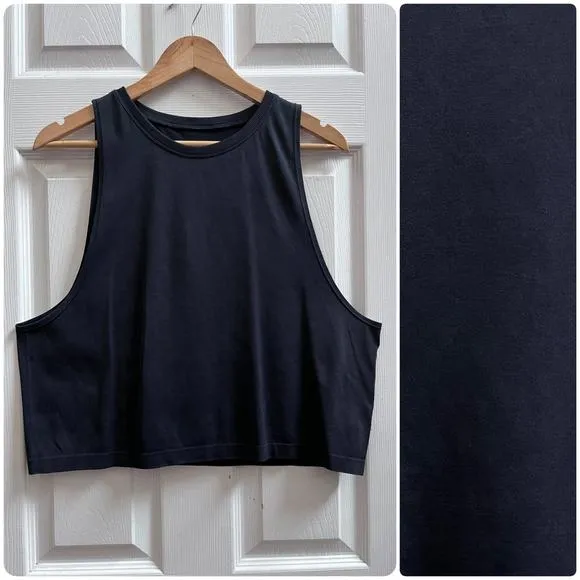 Offline by  Black Crop High Waist Muscle Tee Top Size Medium - Image 2