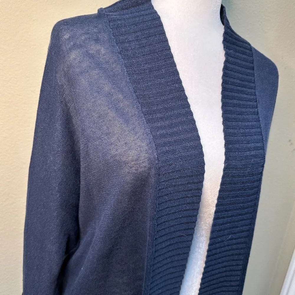 NORDSTROM Trouve Navy Linen Open Cardigan with Tie Back - XS/S - Image 6