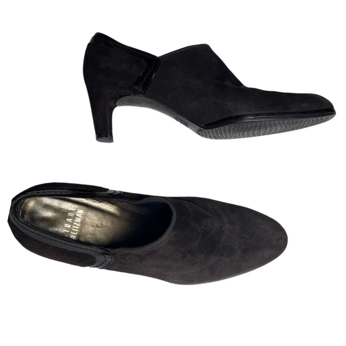 Stuart Weitzman High-Vamp Suede Heeled‎ Loafers Ankle Booties - Image 2