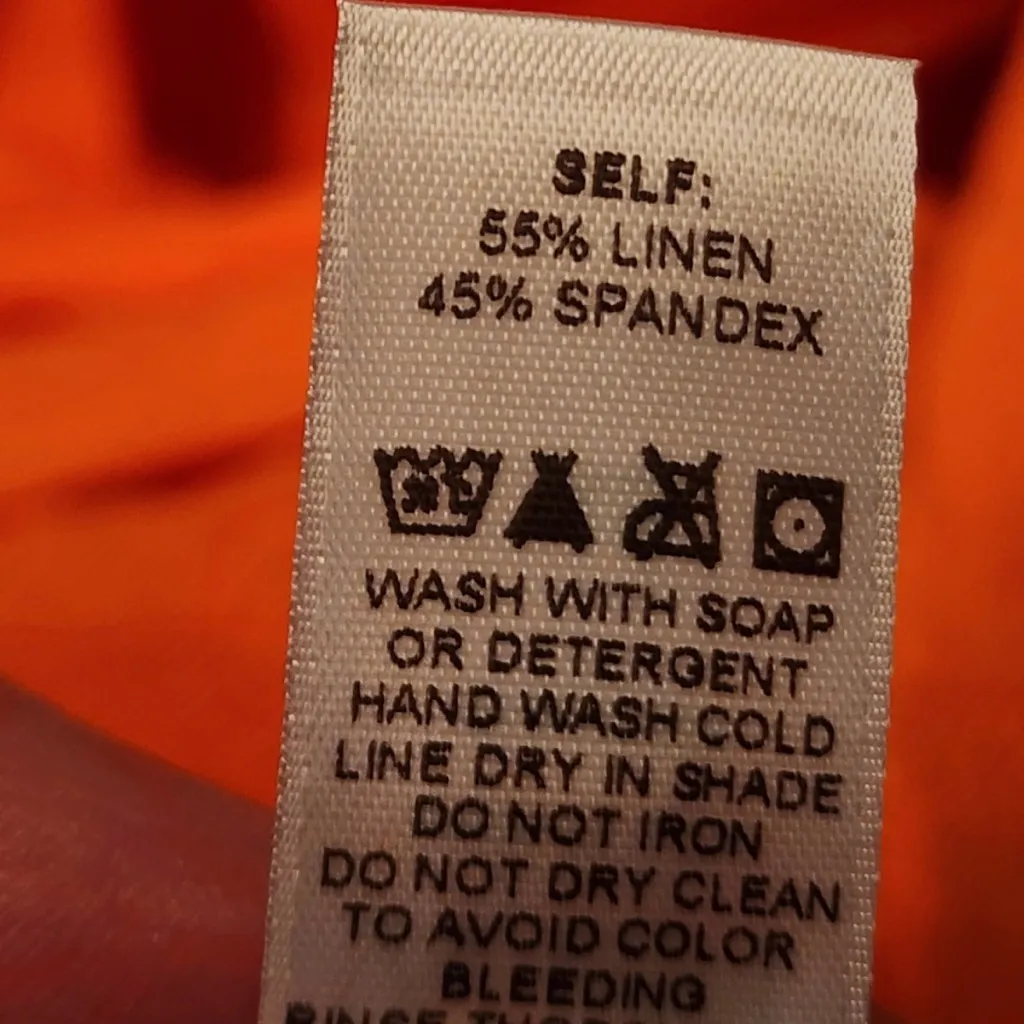 WET Vermillion Orange Plunge Neck Jumpsuit Linen Blend Women’s Size XS - Image 11